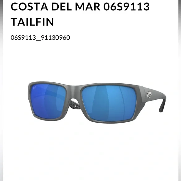 *NWT* COSTA Tailfin Sunglasses, Matte Gray Blue Polarized Lenses - Picture 1 of 10